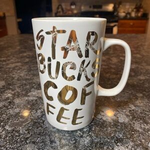 Starbucks Gold Coffee Graffitis 2015 Latte Large Tea Mug Cup Large 16 Fl Oz